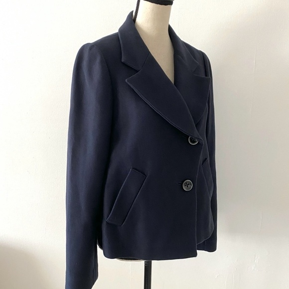 IRO Navy Blue Cotton Wool Blazer Jacket Size 2 - Picture 5 of 8